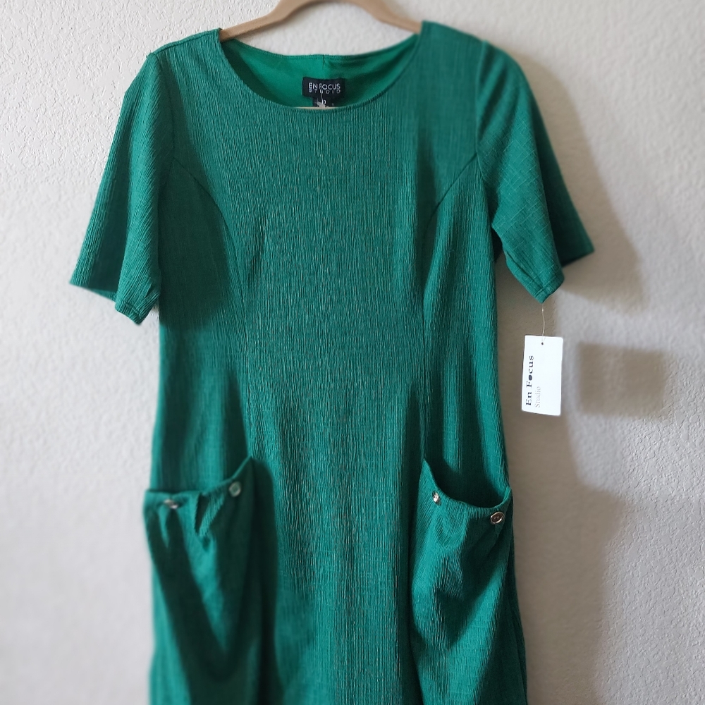 ENFOCUS STUDIO Green short sleeve dress NWT